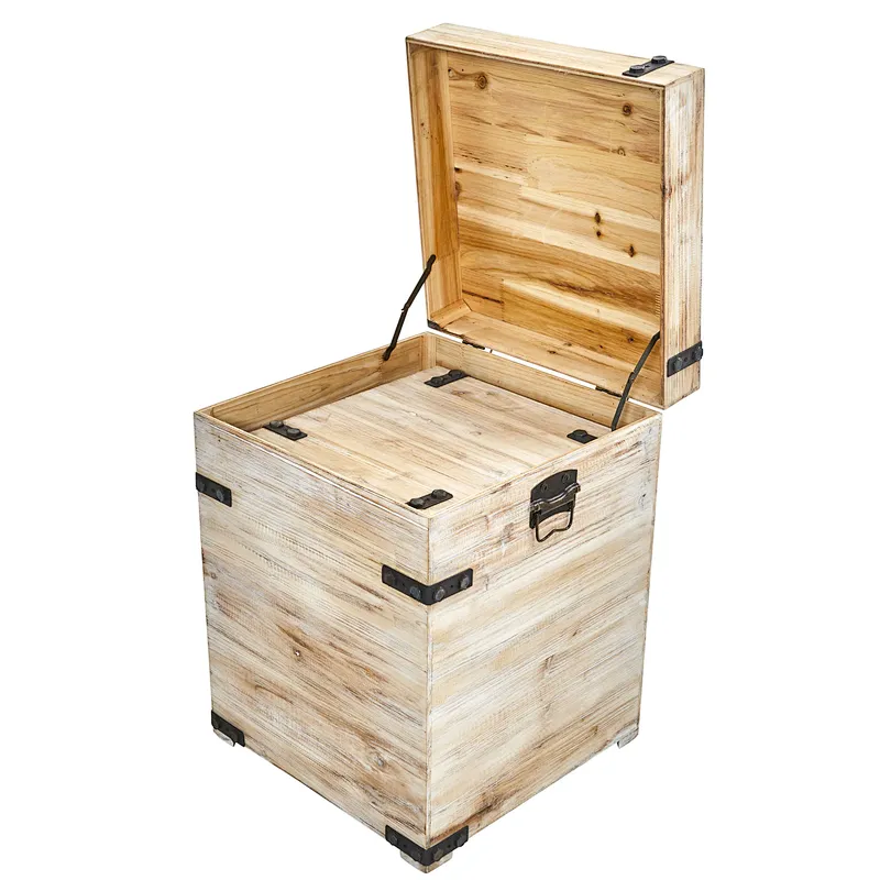 advertising crate, garden crate,Decorative White Wash Storage Boxes-Trunks with Metal Detail (Set of 2)
