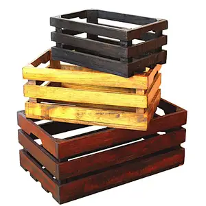 Decorative Old Colored Wooden Crates (Set of 3)