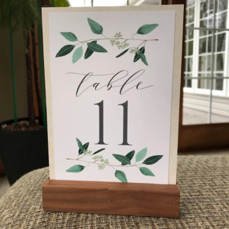 Custom Wooden Holder for Acrylic Sign Place Card Holder Walnut Wood Table Numbers Stands