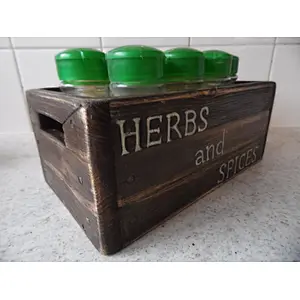 Beautiful Vintage Style Kitchen Crate for Herbs and Spices