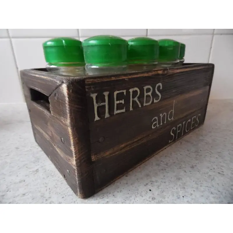 Beautiful Vintage Style Kitchen Crate for Herbs and Spices