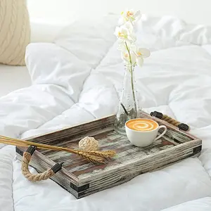 Antique Style Wooden Serving Tray Wooden Tray With Handle Wooden Trays For Decoration Wooden Tray Rustic Large Wooden Trays