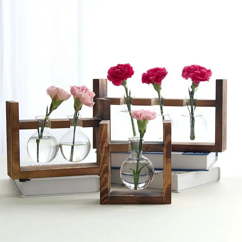 Retro Solid Wooden Stand for Hydroponics Plants Home Garden Wedding Decor