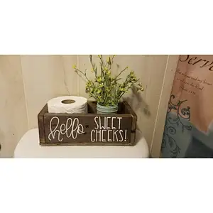 cheeks bathroom toilet box, toilet paper storage box, wooden organizer bathroom storage