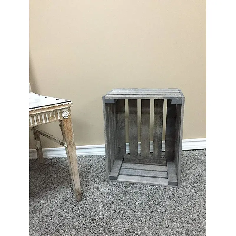 Antique Gray Stained Rustic Wood Crate-Elemantries Keeper & Mover | Fruits & Vegetables