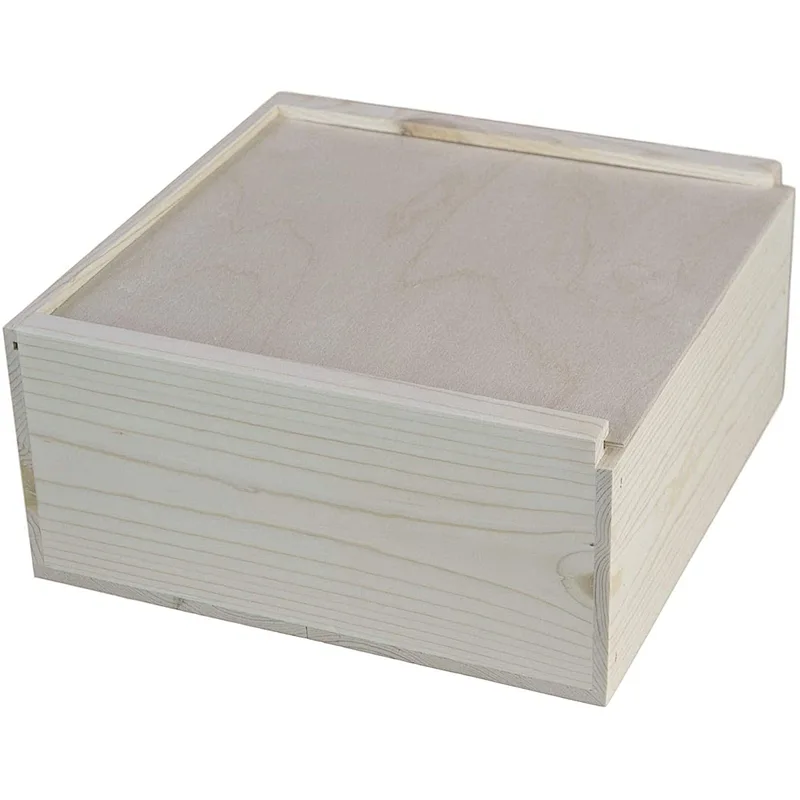 Home Storage Box Natural Wooden Box With Lid Golden Lock Postcard Organizer Handmade Craft Jewelry Case