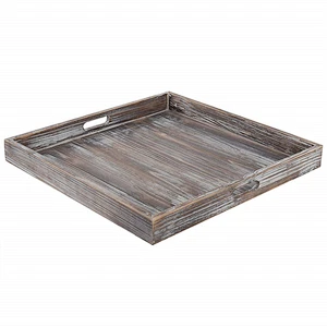 Unfinished Wood TraysWood Serving TraylWoodenOttoman TrayWood Dinner Plate TrayBreadWooden Tray With Metal Handle For Decoration