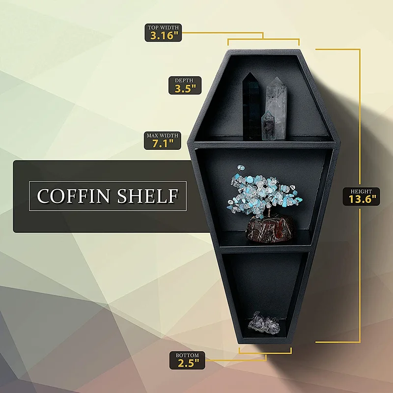 Manny's Mysterious Oddities Coffin Shelf - Spooky Gothic Decor for The Home