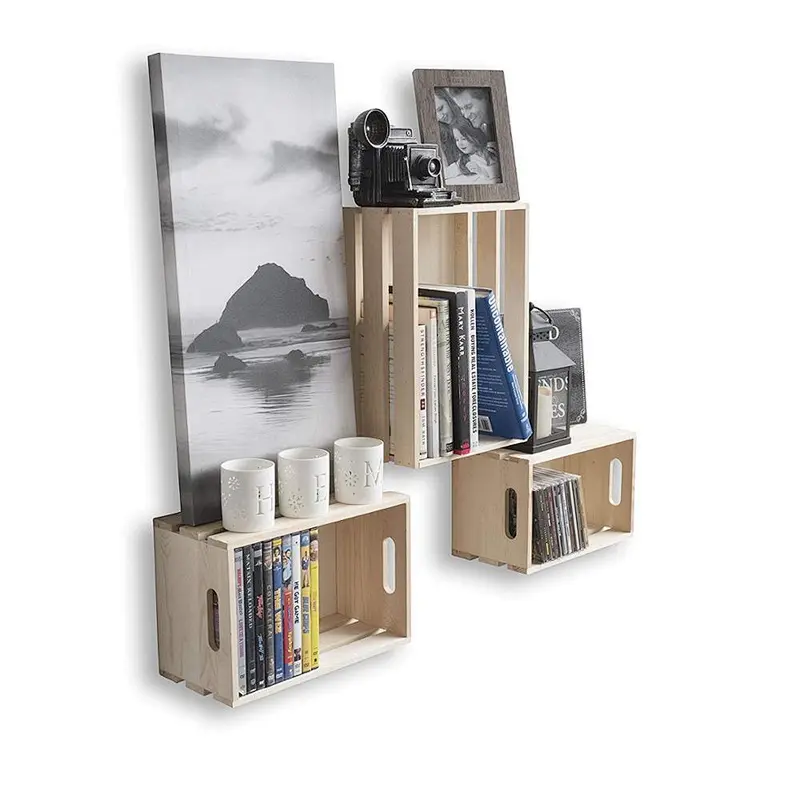Wallniture Rustic Storage Bin Crates cheap wooden fruit crates for salewood crates unfinishedrustic wood floating wall shelves