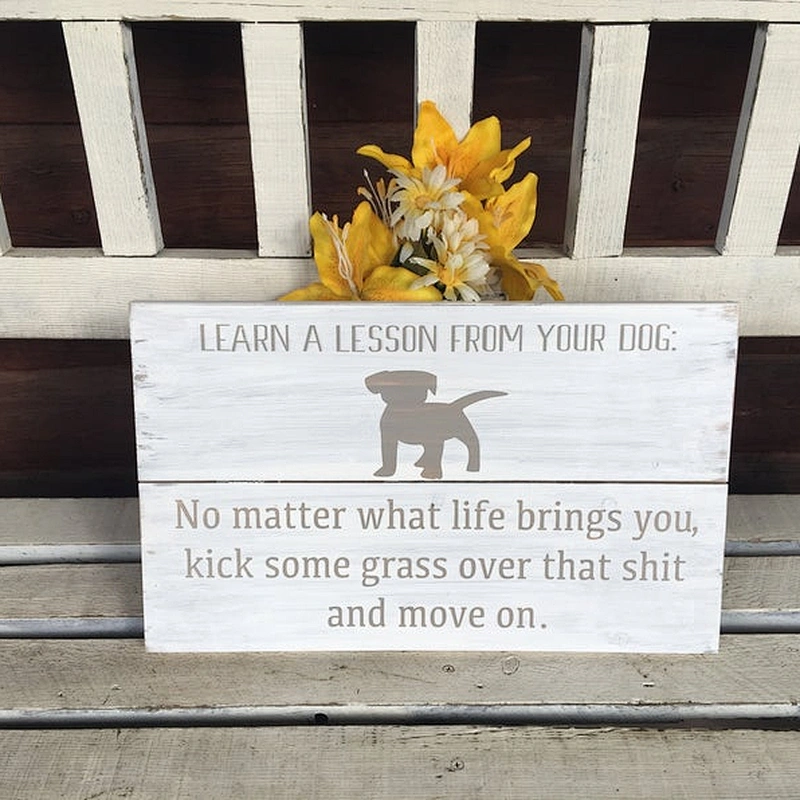 Funny Dog Lover Rustic Painted Sign Gift Box