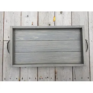 Rustic Wooden Serving Tray  Farmhouse Home Decor Rustic Ottoman Tray