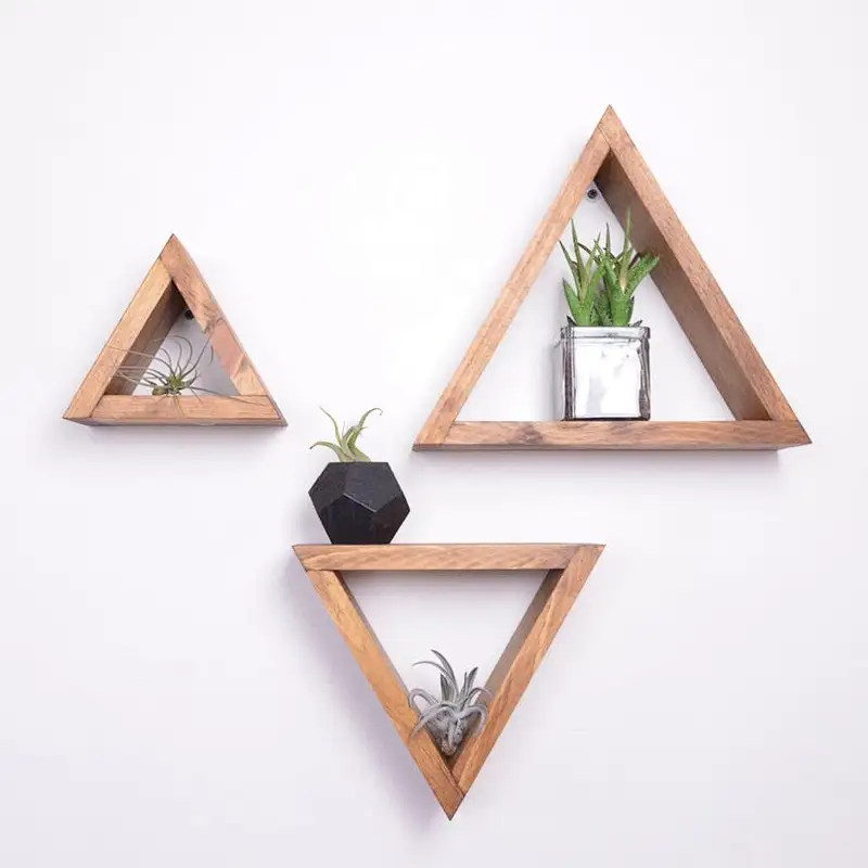 Set of 3 Triangle shelves,  Shelves Geometric Shelves kitchen decor bathroom decor nur with Wall-mounted Rack