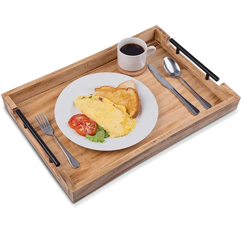 Christmas  Walnut Wood  Tray with Handles Serve Coffee Tea  Breakfast in Bed or for Ottomans tray