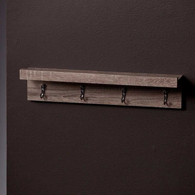Wood Wall-Mount Shelf with Hook