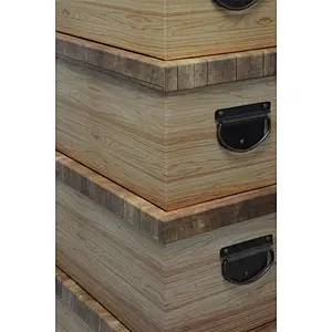 Decorative Storage Boxes - Vintage Design with Brass Handles - Convenient for Home & Office Use - Set of 5