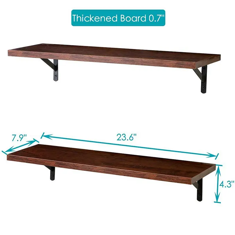 Wall Mounted Floating Shelves, Set of 2, Display Ledge, Storage Rack for Room/Kitchen/Office