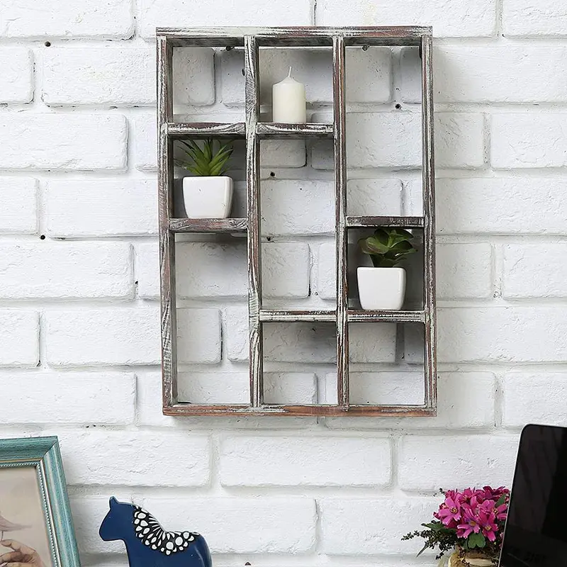 Rustic Wooden Wall Mountable Shadow Box Display Shelfmail holder  coat key rack wall shelf shelf mount wall bracket wood decord
