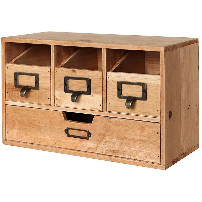 Rustic Brown Wood Desktop Office Organizer Drawers,decoration wooden box,wooden boxes