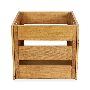 Wood Box Natural Brown-Victrola Wooden Record Crate