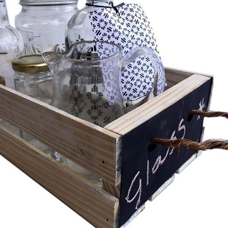 Personalized Vegetable crate,advertising crate, garden crate, off white with rope handles and chalkboard to label