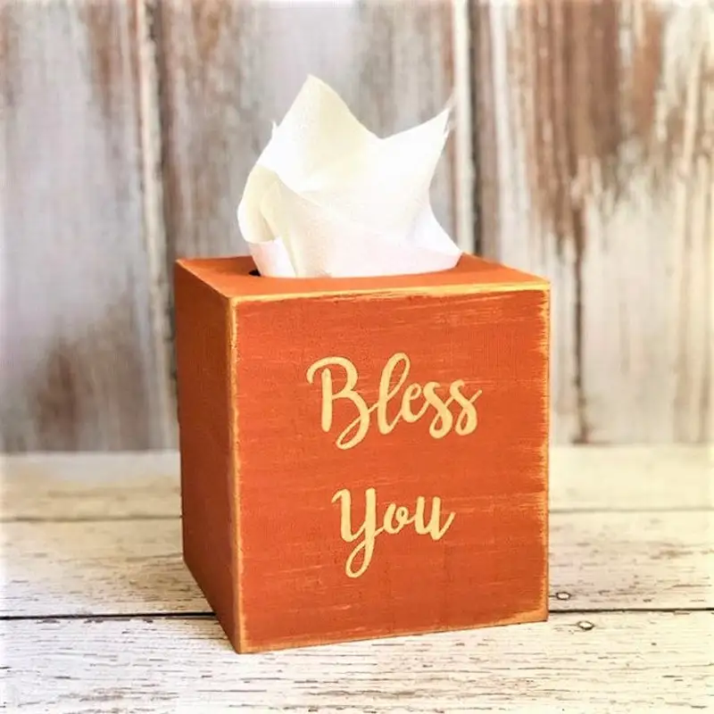 Wooden Tissue Box Cover - Rustic Bathroom Decor - Christmas Tissue Cover - Farmhouse Style Decor
