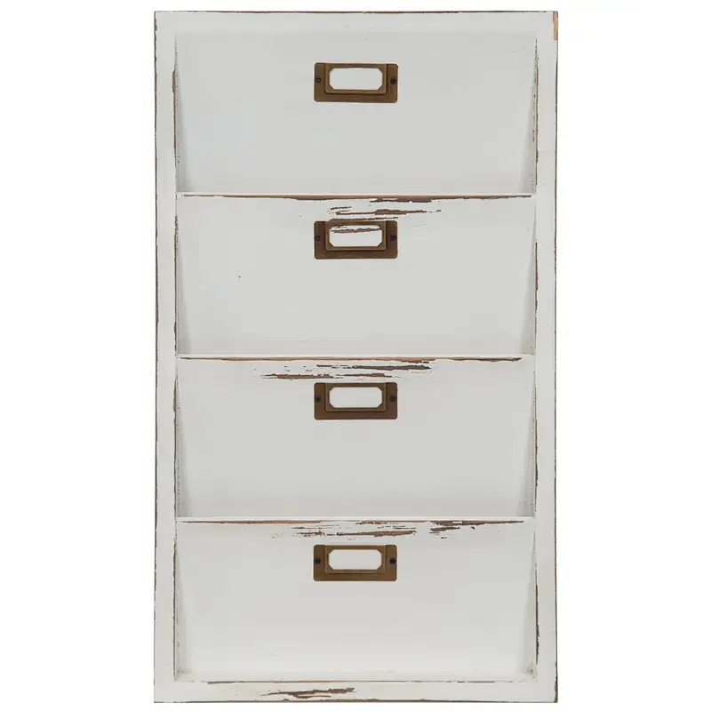 Wall Decor.Knick Knack Shelf Rustic Home Decor.Dorm Room Decor-Gallery Solutions Distressed White Wall Mail Organizer Letter Bin