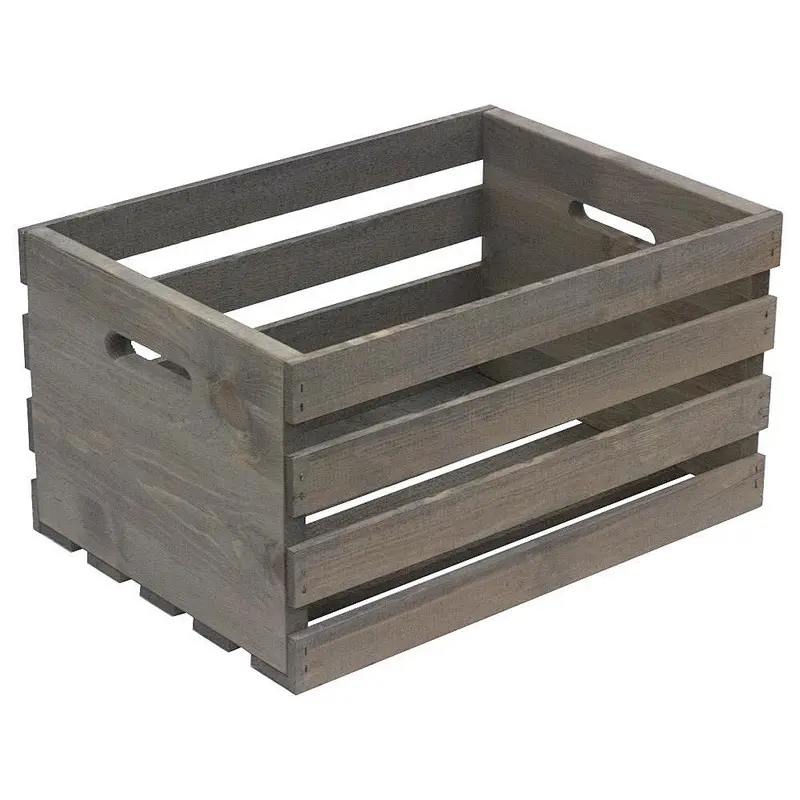 Good Quality Large Crate in Weathered Gray Storage Case At Home