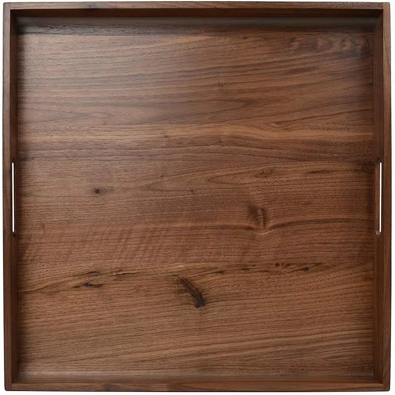 Square wooden solid vegetable tray with handle