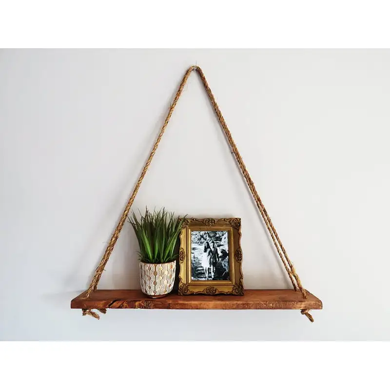 Triangle Hanging Shelf.Wall Decor.Rope Shelf.Knick Knack Shelf Rustic Home Decor.Dorm Room Decor