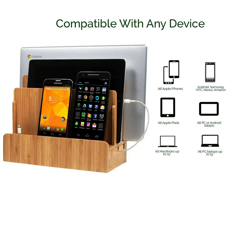 Natural walnut wood phone docking station wooden docking station men desk mobile phone holder