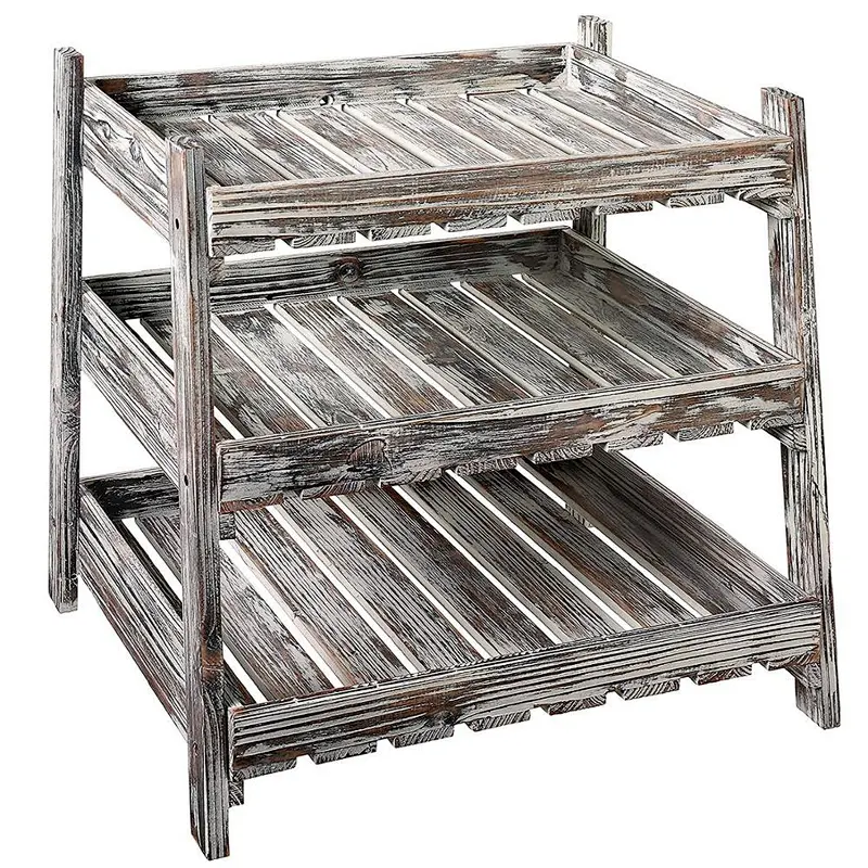 Catchall Valet Tray-Multipurpose 3-Tier Country Rustic Wood Crate Design Tabletop Organizer Display Rack