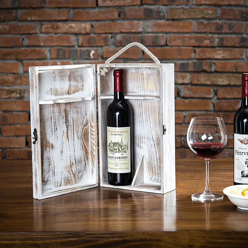Wooden Wine Tote | Reclaimed Wine Carrier wooden crate box