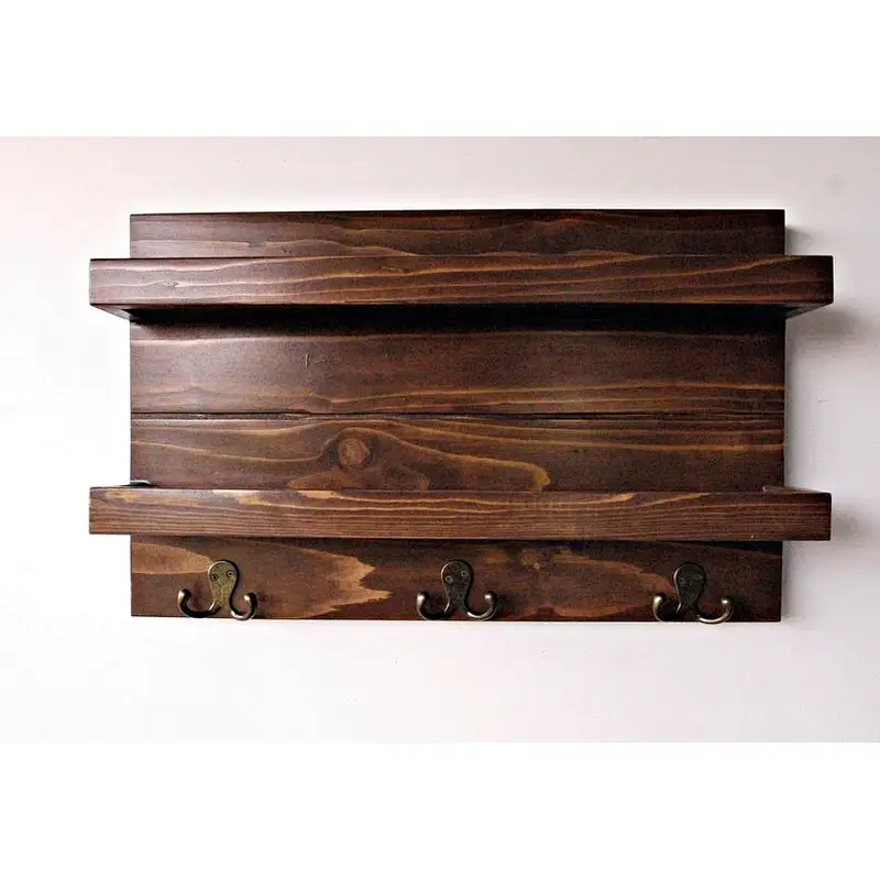 Rustic wood floating wall shelves bathroom shelf with hooks wall mounted wood shelf for wall