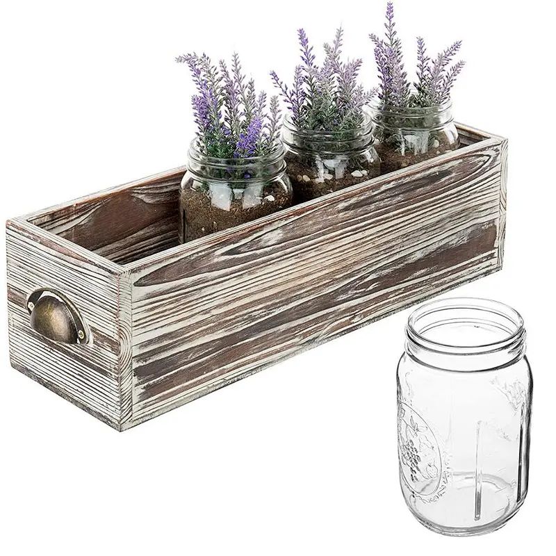 Rustic wholesale home decoration unfinished  big handiwork delicate practical Wood Box Flowers Planter