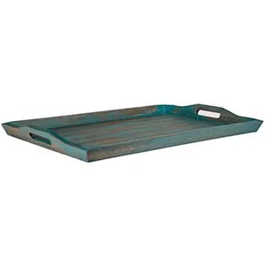Turquoise Wood Serving Tray Ottoman Style serving Tray Home/Cottage Decor