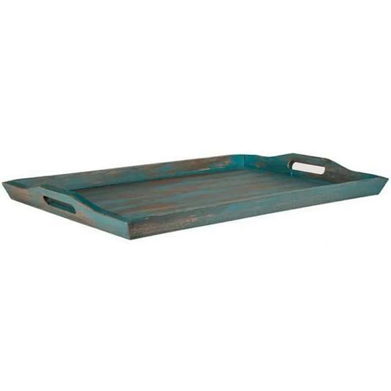 Turquoise Wood Serving Tray Ottoman Style serving Tray Home/Cottage Decor