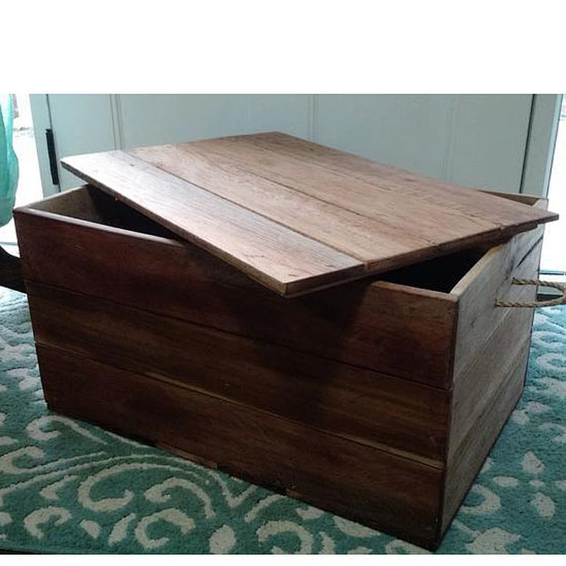 Rustic style boutique square storage wooden  box with lid