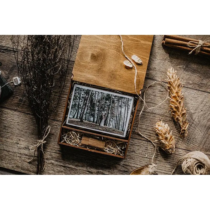 wood print box | 4x6 photo box for photos and USB drive (15x10 cm photo packaging)