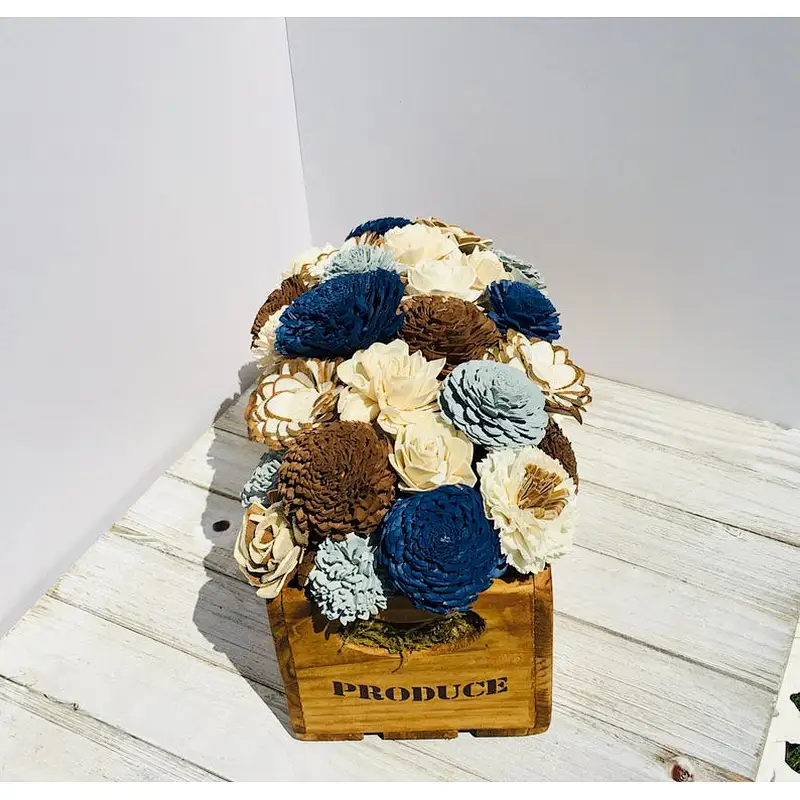 Farmhouse Wooden Sola Wood Box Storage  Vintage Herb Boxes For Home Decor