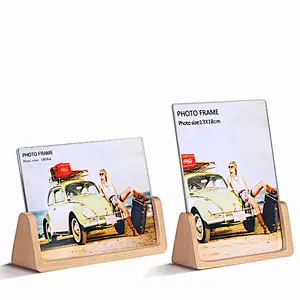 Frame with Wooden Holder Stand for Office Home Decor