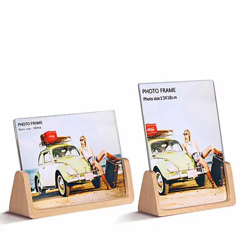 Frame with Wooden Holder Stand for Office Home Decor