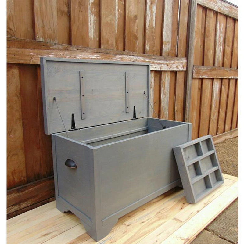 Gray hope chest, gray toy box, rustic blanket chest for foot of bed, storage trunk, 34