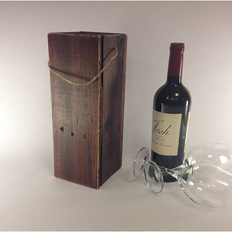Wooden Wine Tote | Reclaimed Wine Carrier,wooden crate box