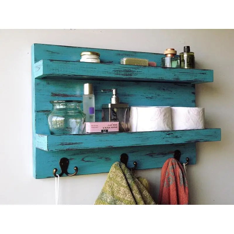 Rustic wood floating wall shelves book shelf wooden wall mounted key shelf wall