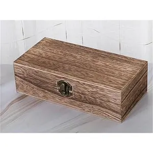 Home Storage Box Natural Wooden Box With Lid Golden Lock Postcard Organizer Handmade Craft Jewelry Case