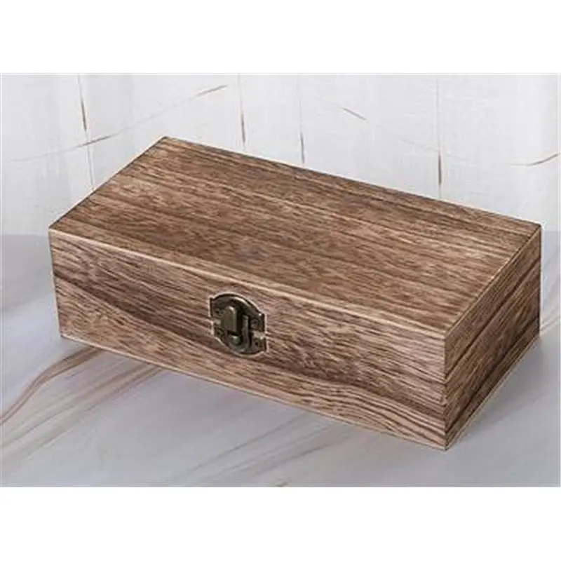 Home Storage Box Natural Wooden Box With Lid Golden Lock Postcard Organizer Handmade Craft Jewelry Case