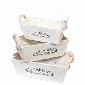 Rustic French Wooden Rope Plant Pots