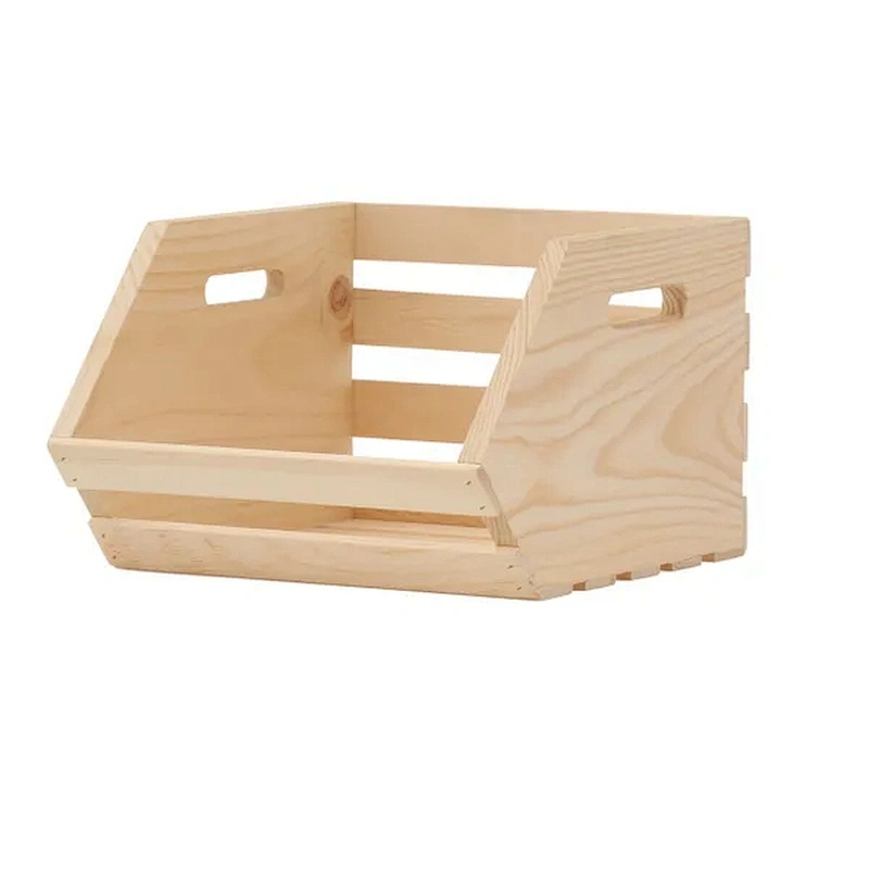 cheap Unfinished  Vegetable and fruits apple  bowl basket wholesale customized small mini  Wood Cratebox rank   (2-Pack)