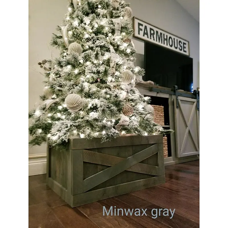 Wood Tree Skirt  Variation Farmhouse  Christmas Tree Box  Wood Tree Box