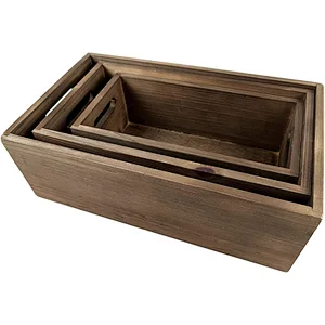 Nesting Wooden Crates  Set of 3 - Decorative Craft Crates  Real Fir Wood  ctrates